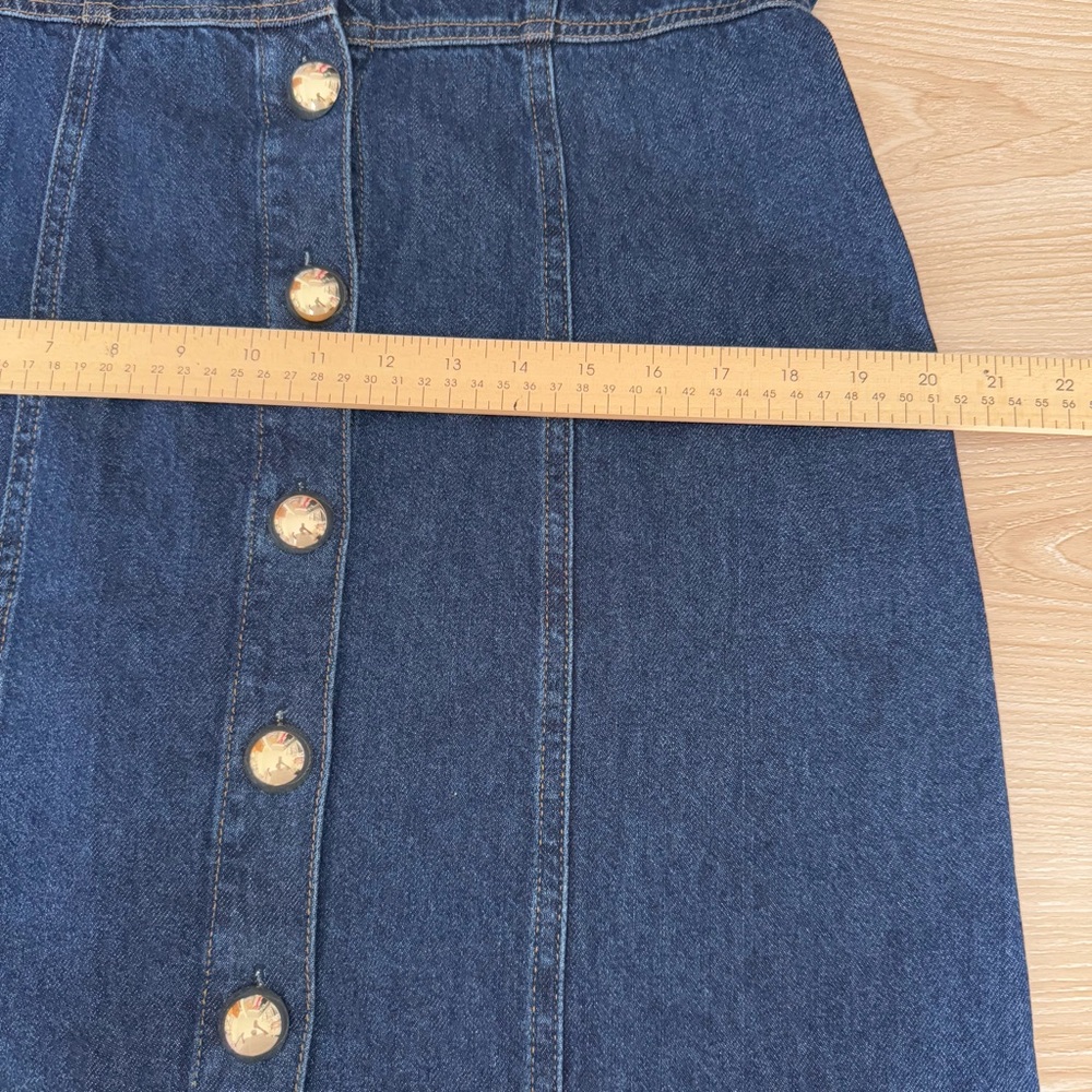 Reformation 10 Roswell Denim Midi Dress Organic Cotton Fitted Business Casual - Picture 9 of 10